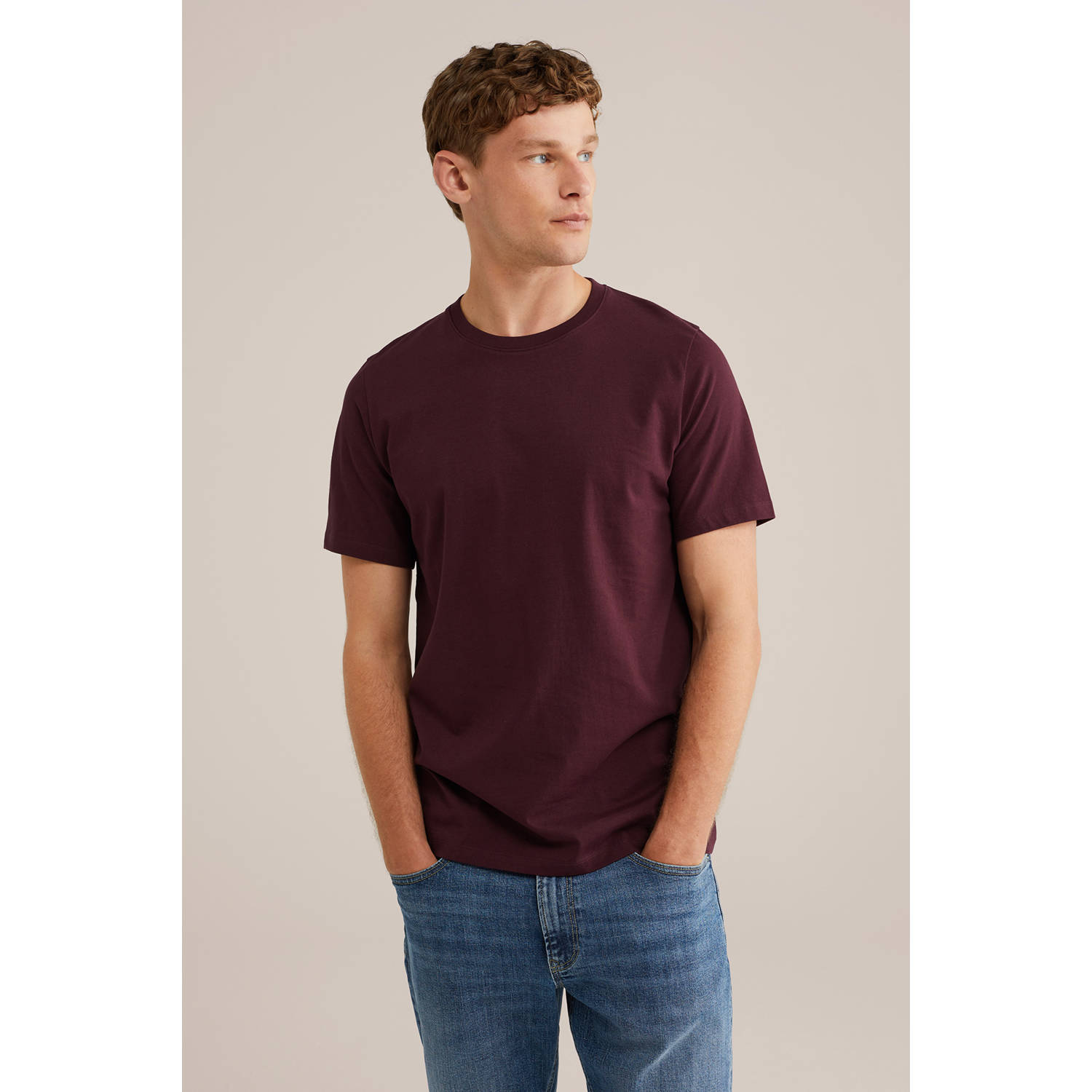 WE Fashion T-shirt donkerpaars
