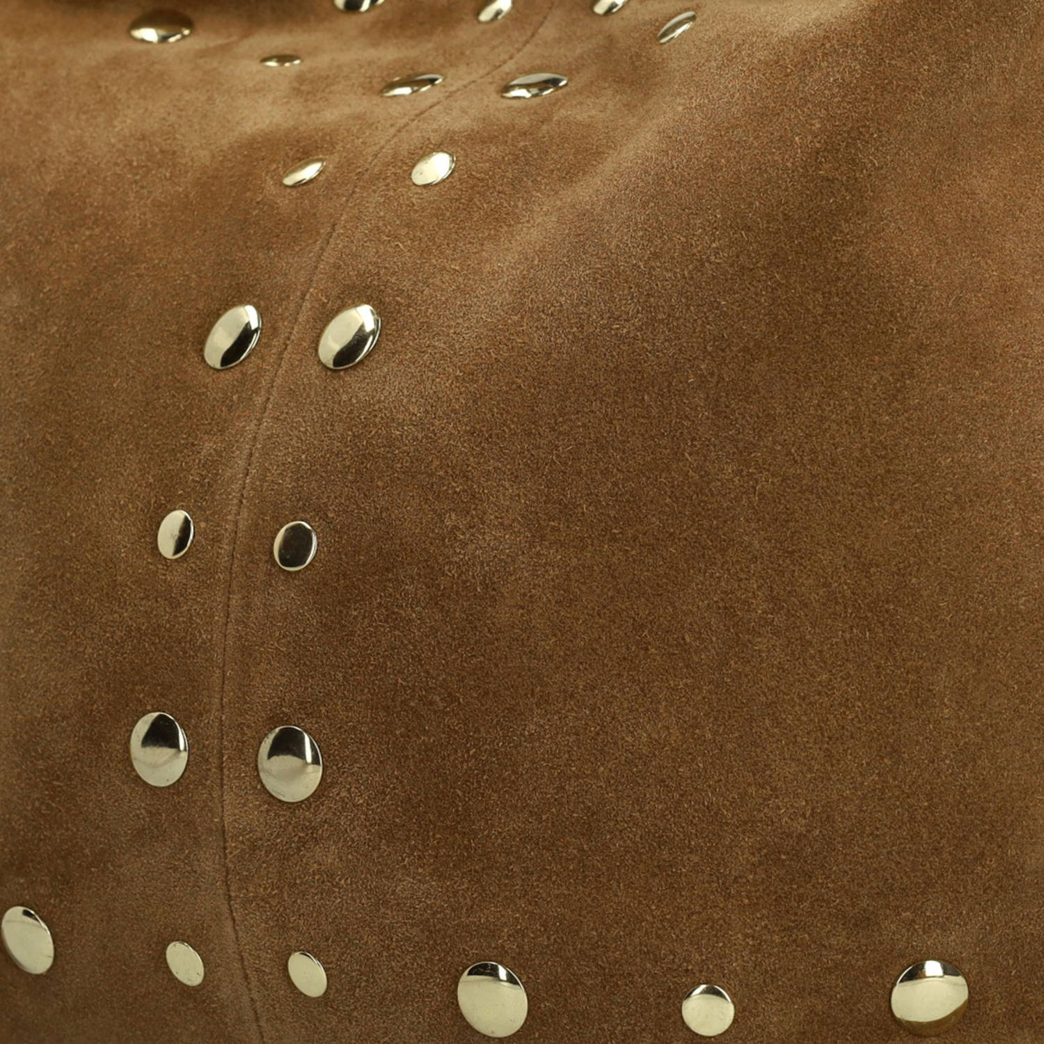 Manfield suede schoudertas met studs cognac