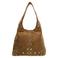 Manfield suede schoudertas met studs cognac