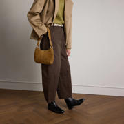 thumbnail: Manfield suede schoudertas met studs cognac