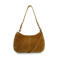 Manfield suede schoudertas met studs cognac