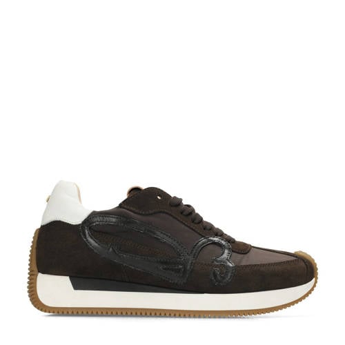Fred de la Bretoniere Yentl Sign sneakers donkerbruin/wit afbeelding