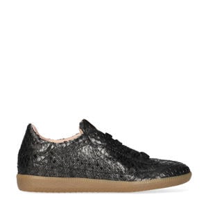 Pearl Base leren sneakers met dierenprint zwart/zilver