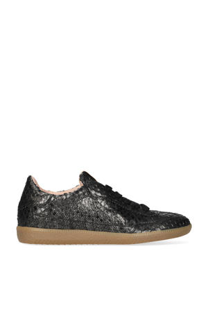 Pearl Base leren sneakers met dierenprint zwart/zilver
