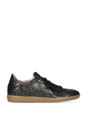 Pearl Base leren sneakers met dierenprint zwart/zilver