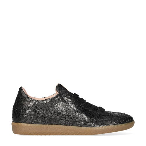 Fred de la Bretoniere Pearl Base leren sneakers met dierenprint zwart/zilver afbeelding