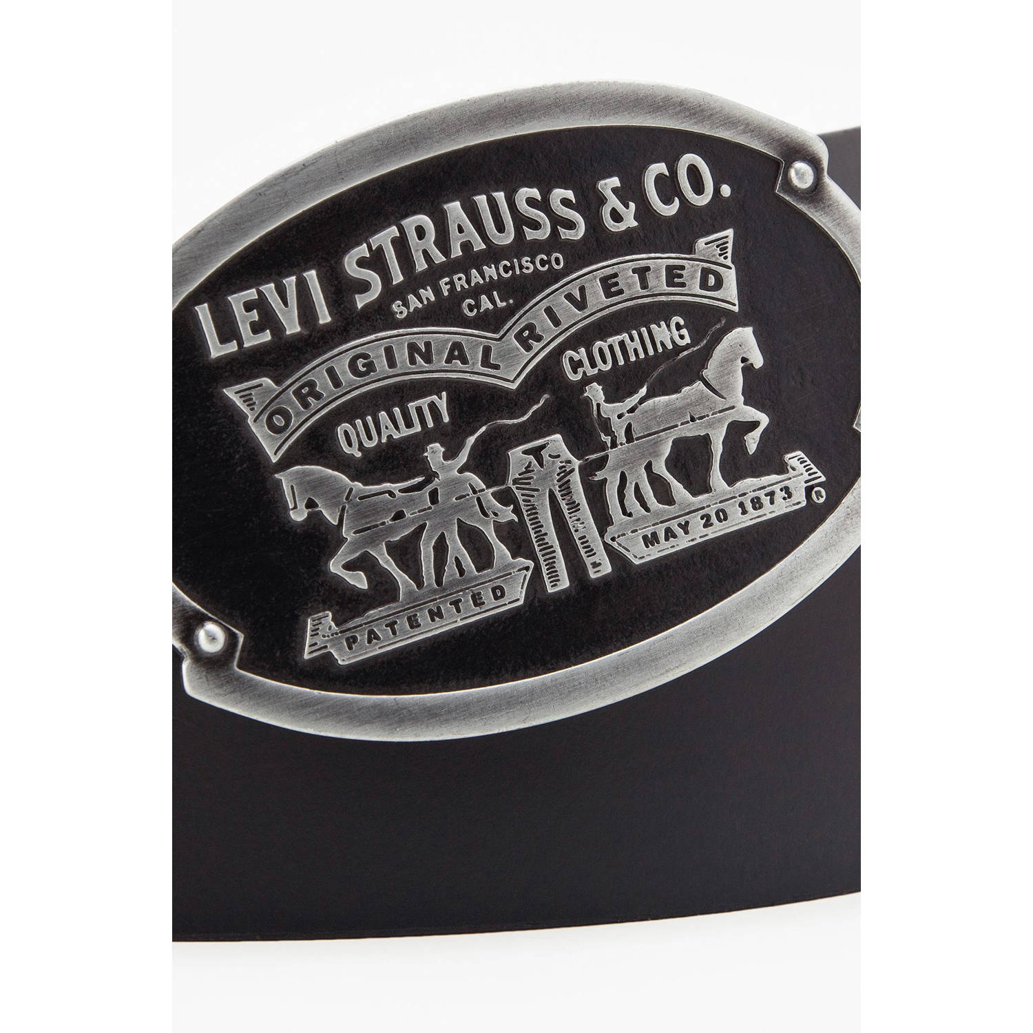 Levi's leren riem Billy Plaque zwart