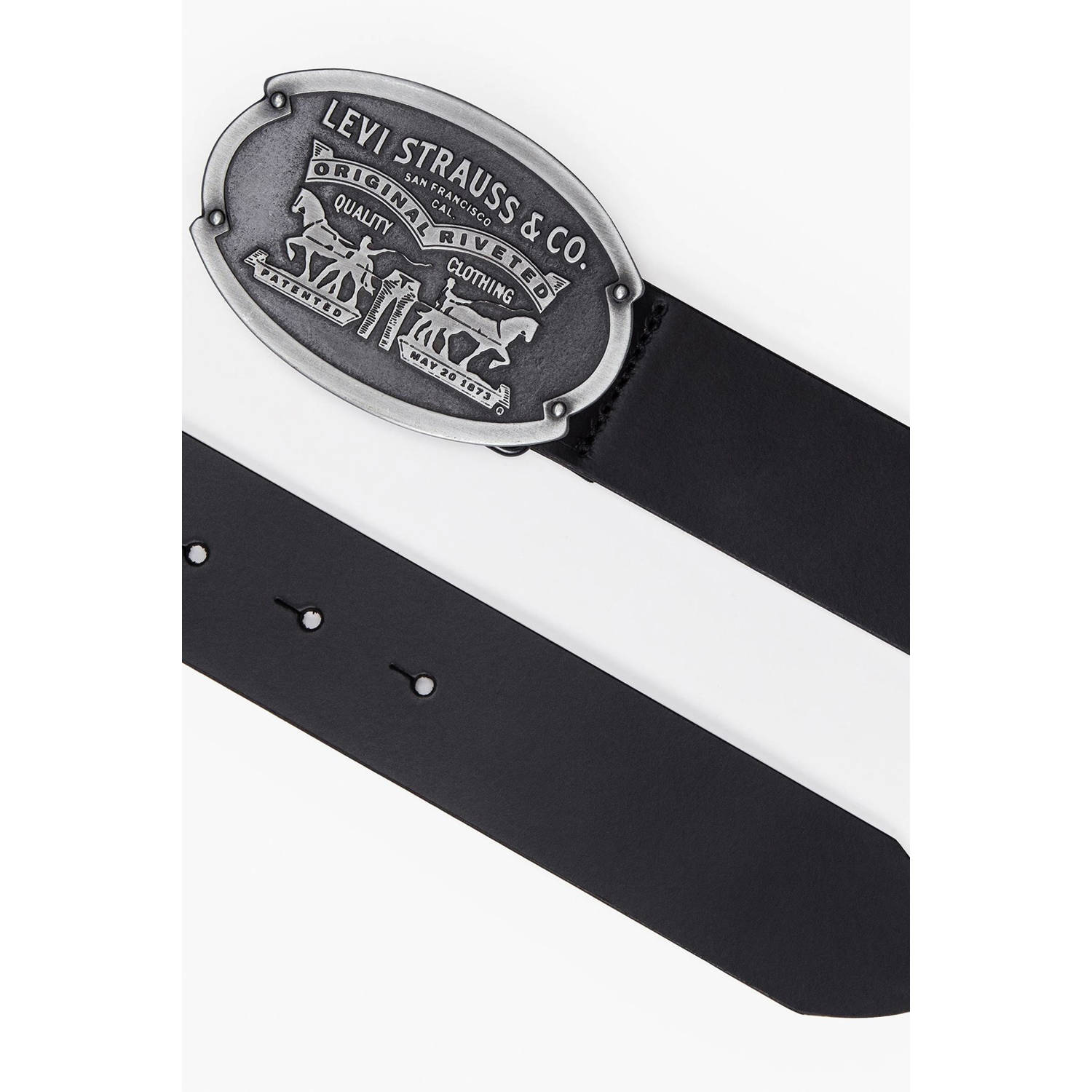 Levi's leren riem Billy Plaque zwart