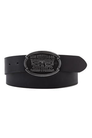 leren riem Billy Plaque zwart