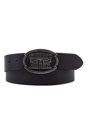 leren riem Billy Plaque zwart