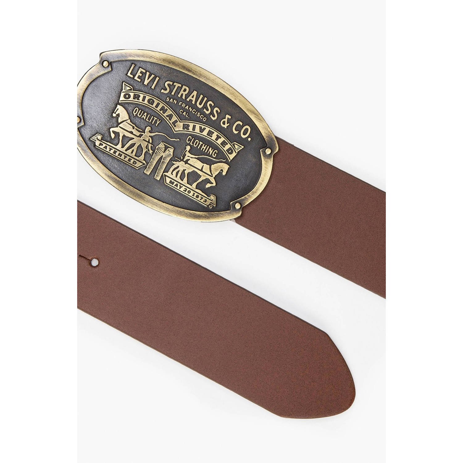 Levi's leren riem Billy Plaque cognac