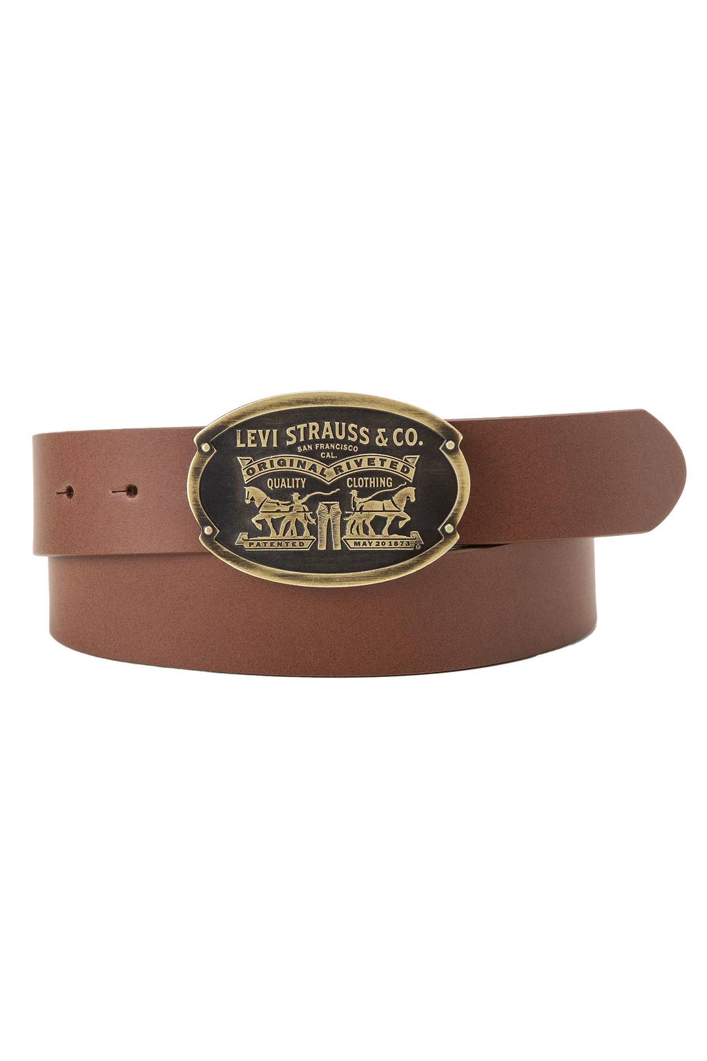 Levi's leren riem Billy Plaque cognac
