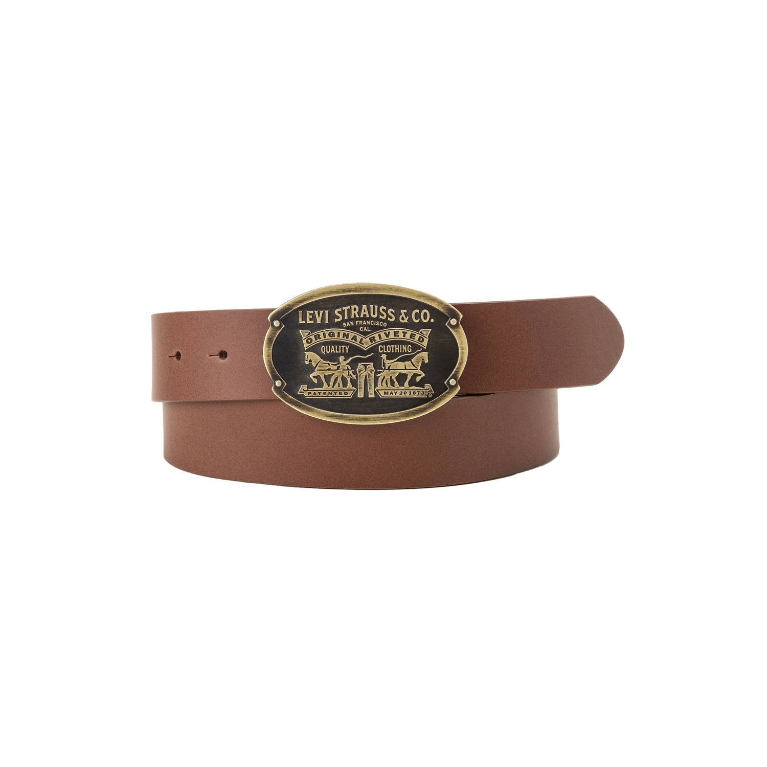 Levi's leren riem Billy Plaque cognac