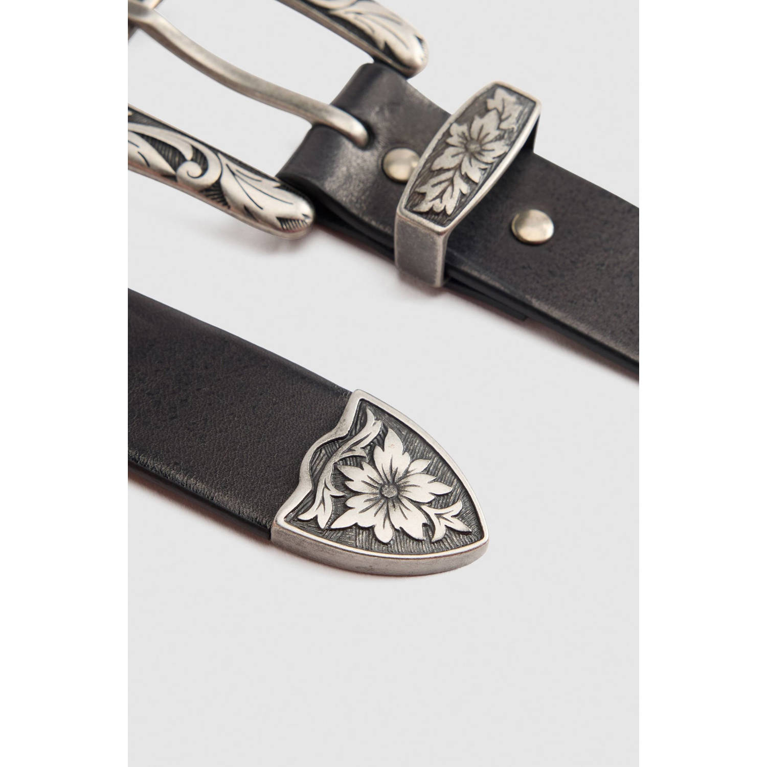 Levi's leren riem Go West zwart