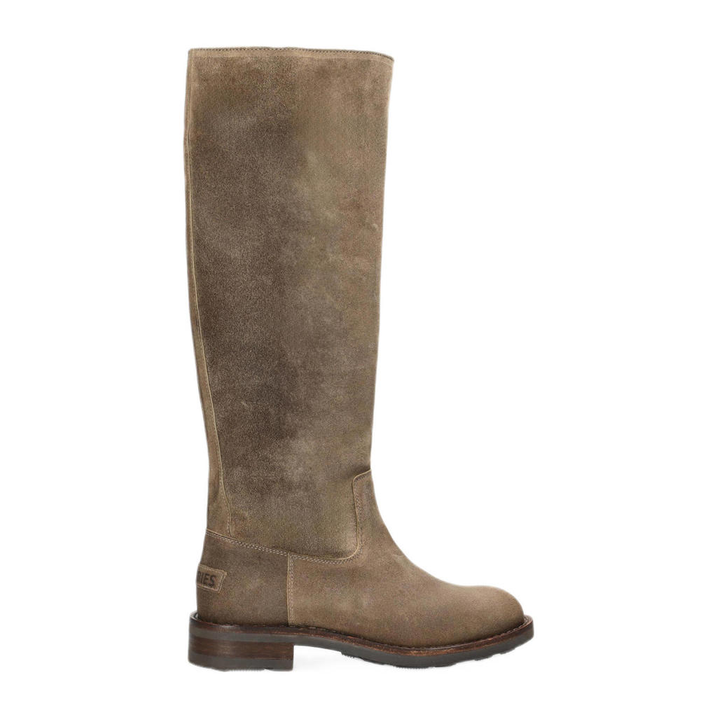 Taupe dames Shabbies Amsterdam Alyd Tuba suède hoge laarzen