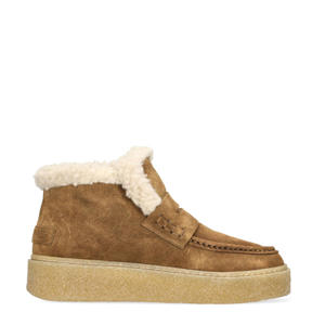 Senna Anna gevoerde suède enkelboots cognac