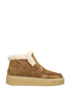 Senna Anna gevoerde suède enkelboots cognac