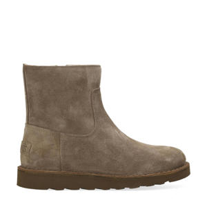 Palissa Mia Zip gevoerde suède enkelboots taupe