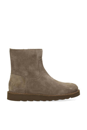 Palissa Mia Zip gevoerde suède enkelboots taupe