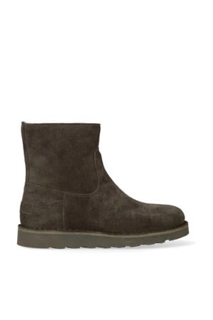 Palissa Mia Zip gevoerde suède enkelboots donkerbruin