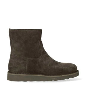 Palissa Mia Zip gevoerde suède enkelboots donkerbruin