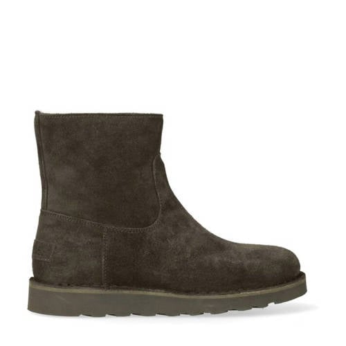 Shabbies Amsterdam Palissa Mia Zip gevoerde suède enkelboots donkerbruin afbeelding