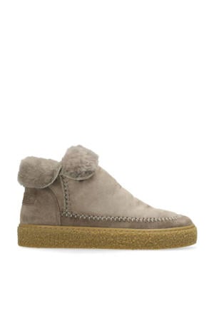 Chewy Moux gevoerde suède enkelboots beige
