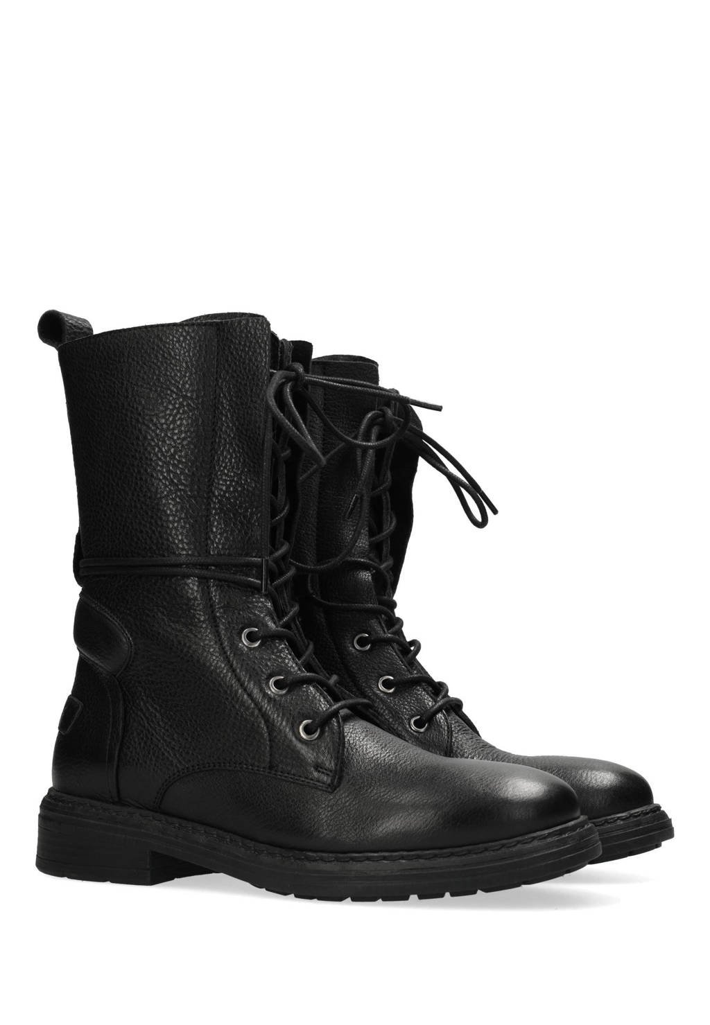 Shabbies Amsterdam leren veterboots zwart wehkamp