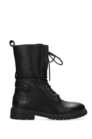 leren veterboots zwart