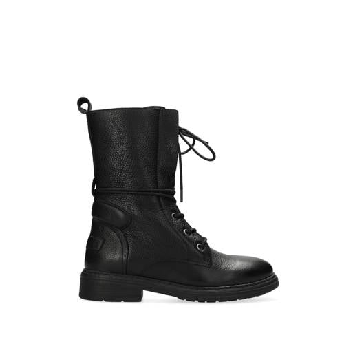 Shabbies Amsterdam leren veterboots zwart afbeelding