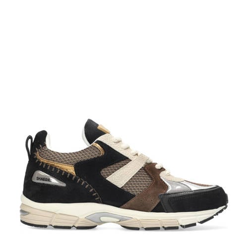 Shabbies Amsterdam Abbey Run suède sneakers bruin/zwart afbeelding