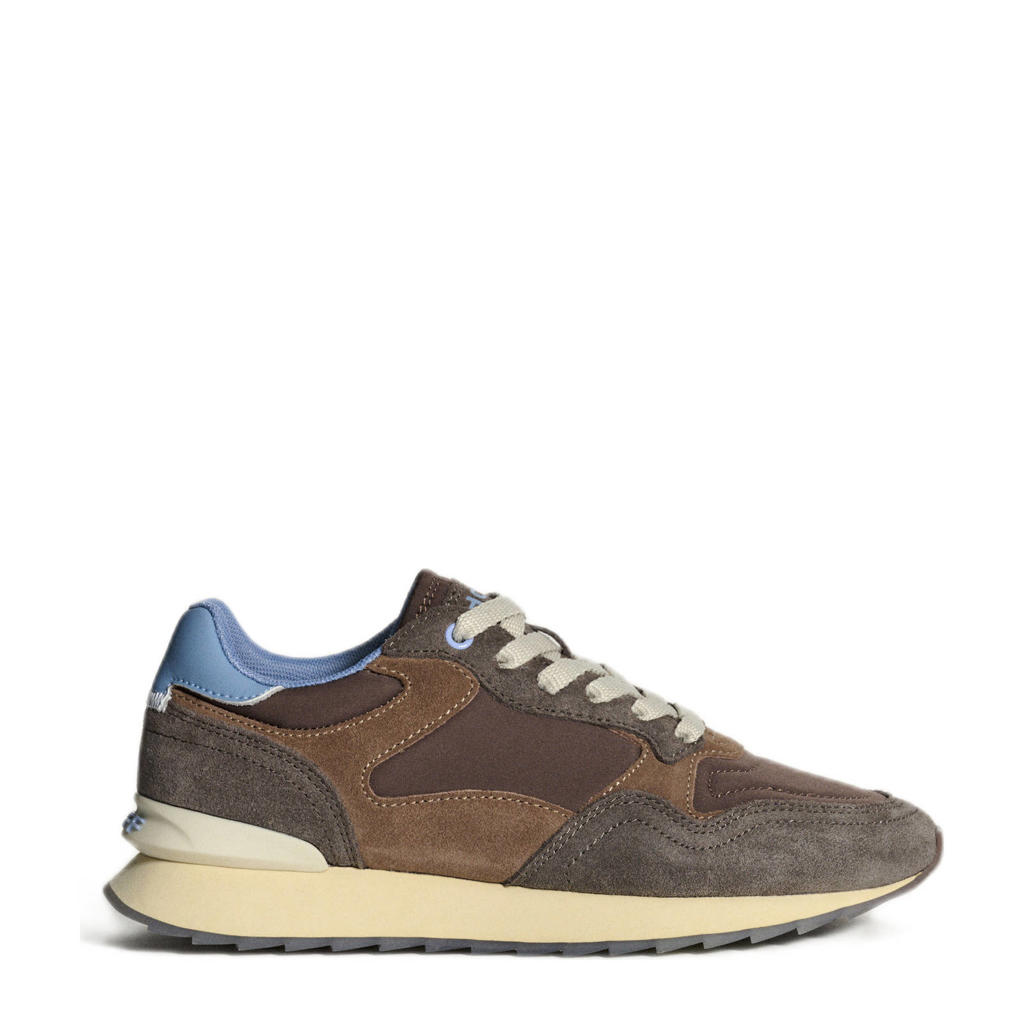 Bruin en blauwe dames HOFF City suède sneakers met veters