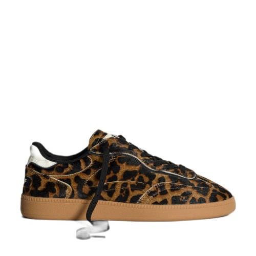 HOFF leren sneakers met ponyhair en panterprint cognac/zwart afbeelding