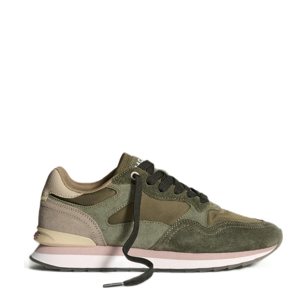 Donkergroene dames HOFF City suède sneakers met veters