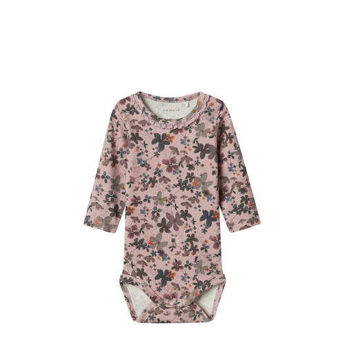NAME IT BABY romper met bloemenprint lila afbeelding