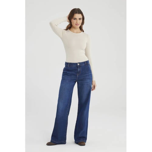 Cup of Joe Denim wide leg jeans dark blue denim afbeelding