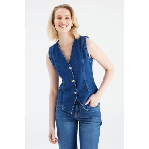 Cup of Joe Denim denim gilet dark blue denim afbeelding