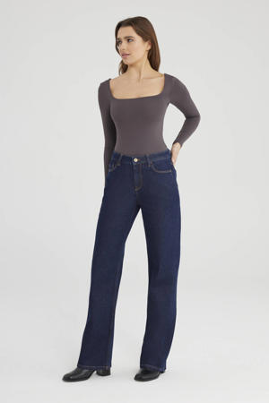 straight leg jeans dark blue denim