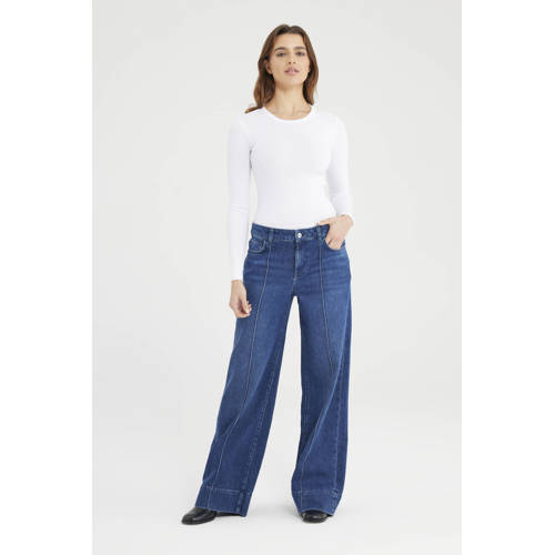 Cup of Joe Denim wide leg jeans dark blue denim afbeelding