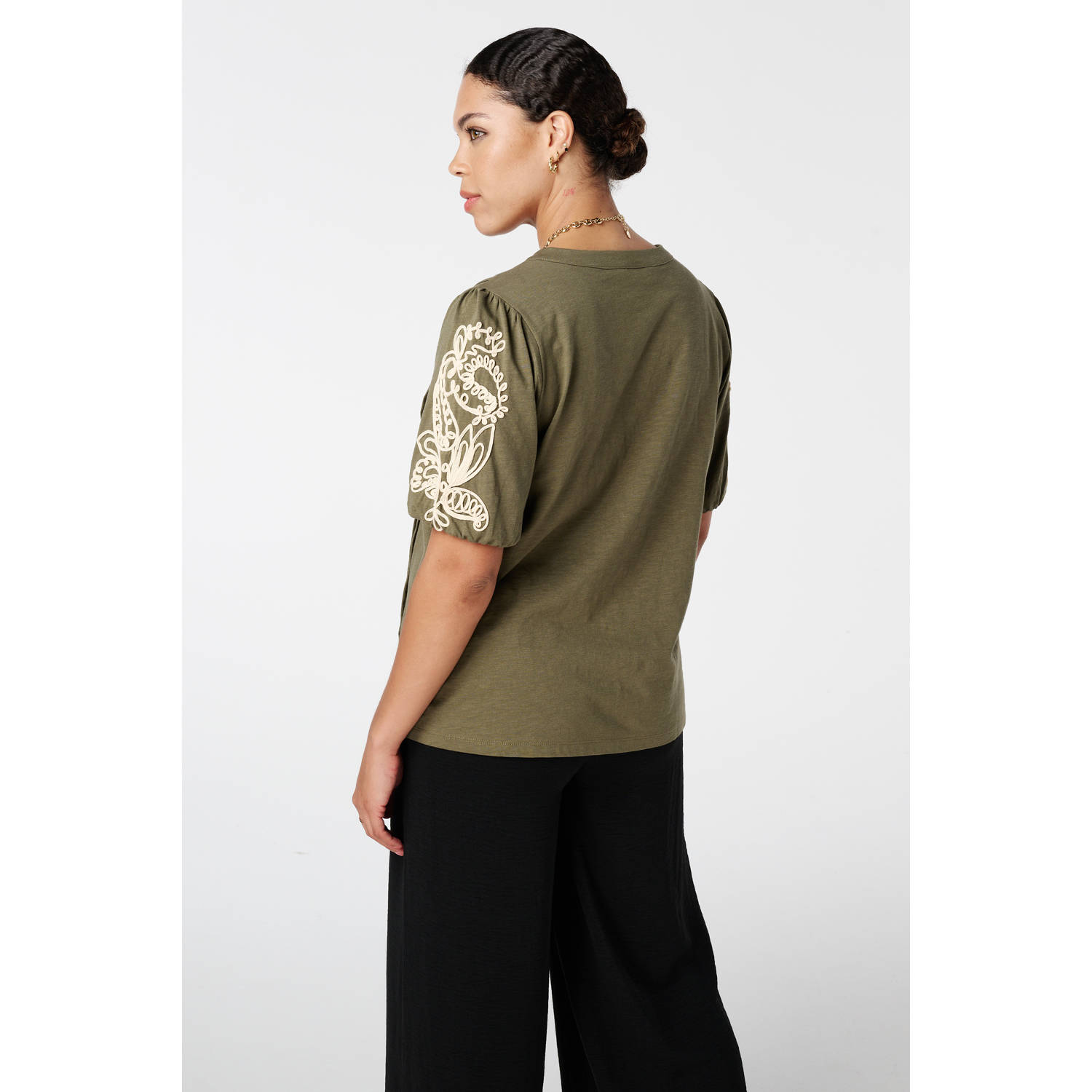 MS Mode blouse kaki broderie