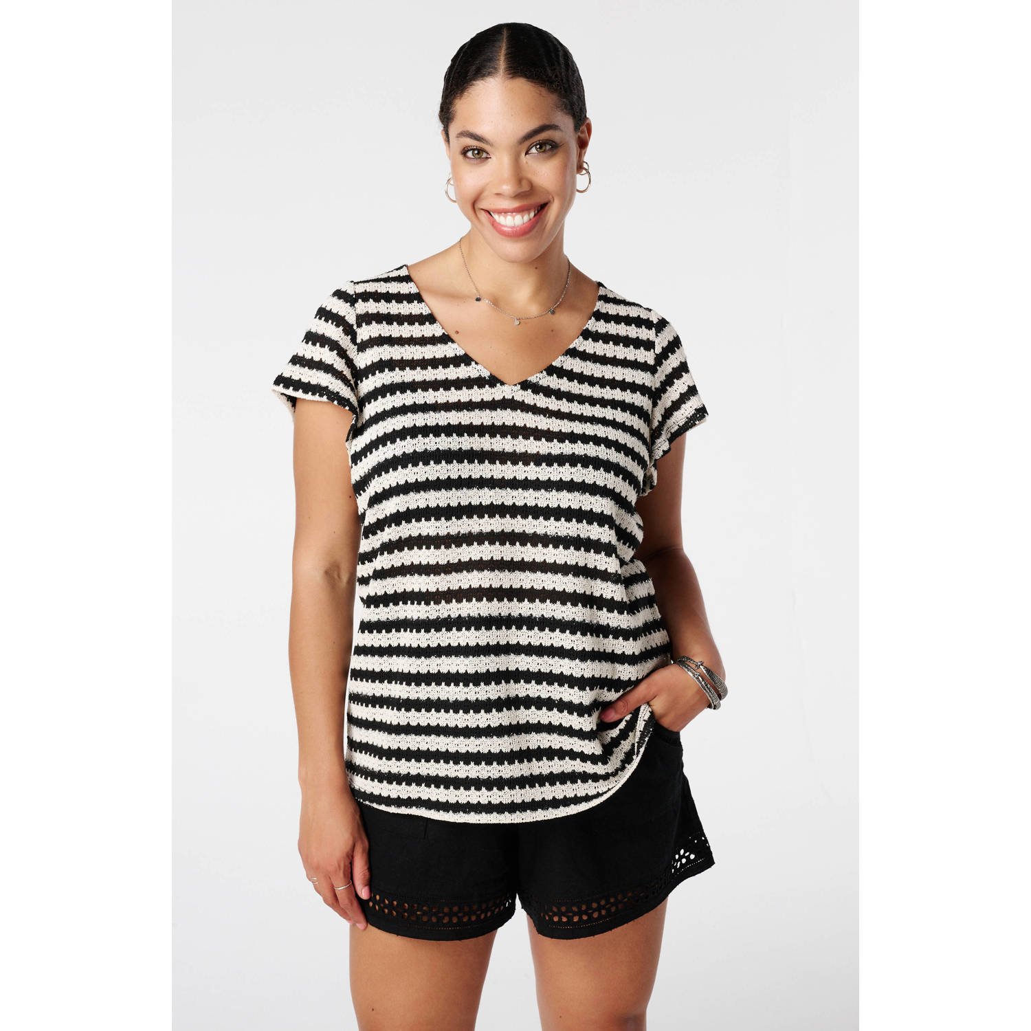 MS Mode top zwart gebreid