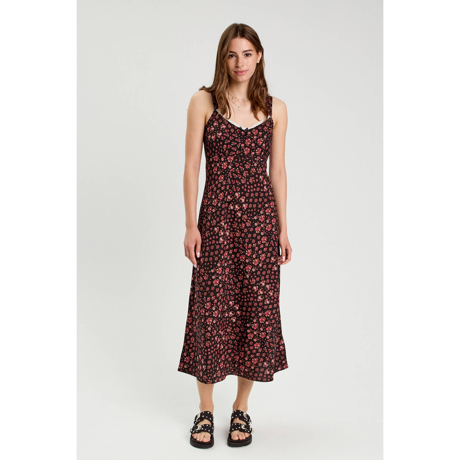 Cache zomerjurk bruin rood