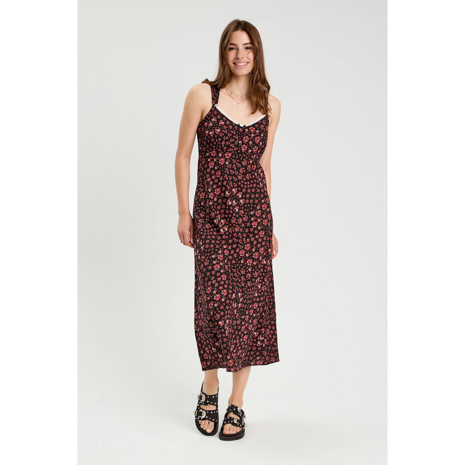 Cache zomerjurk bruin rood
