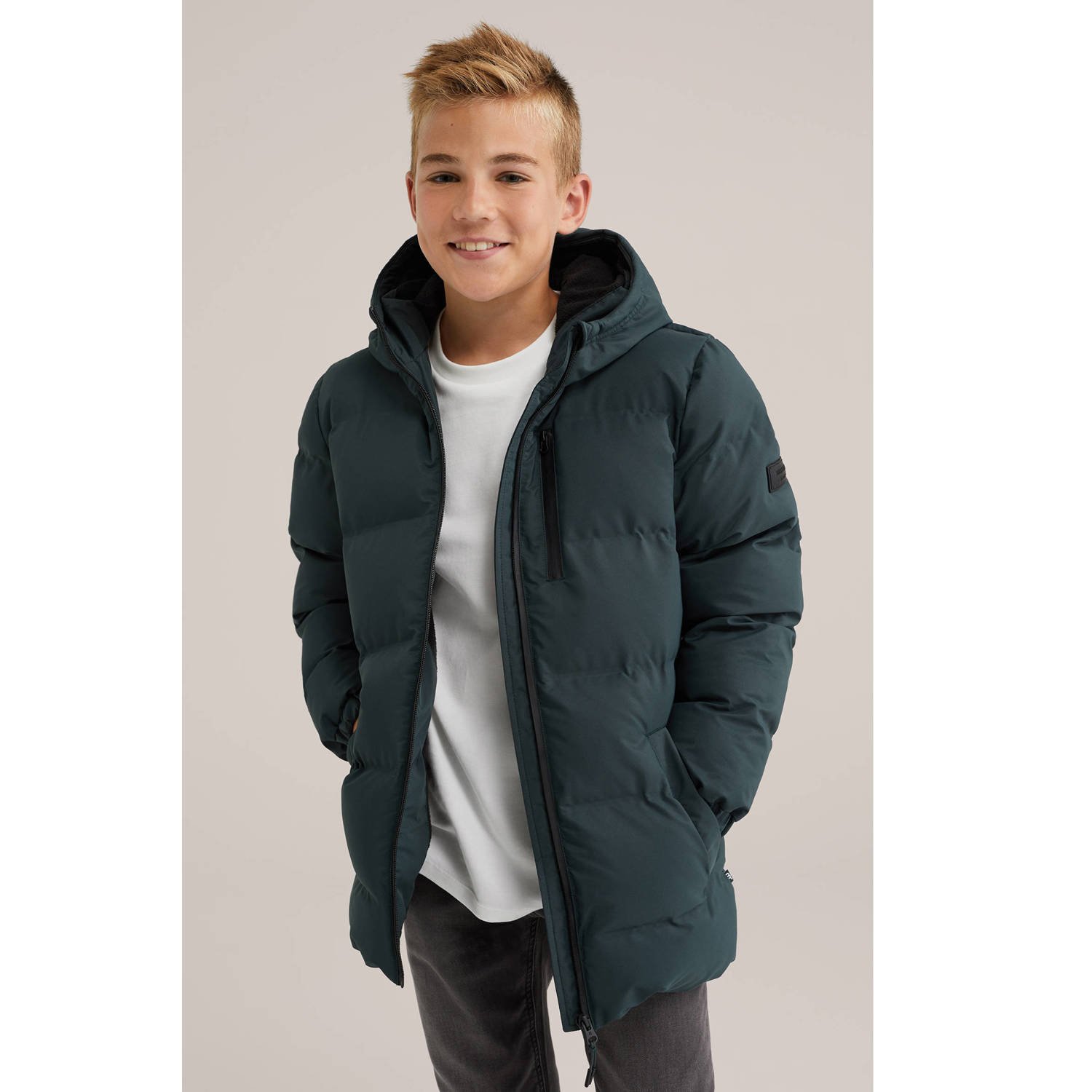 WE Fashion Blue Ridge gewatteerde jas donkergroen