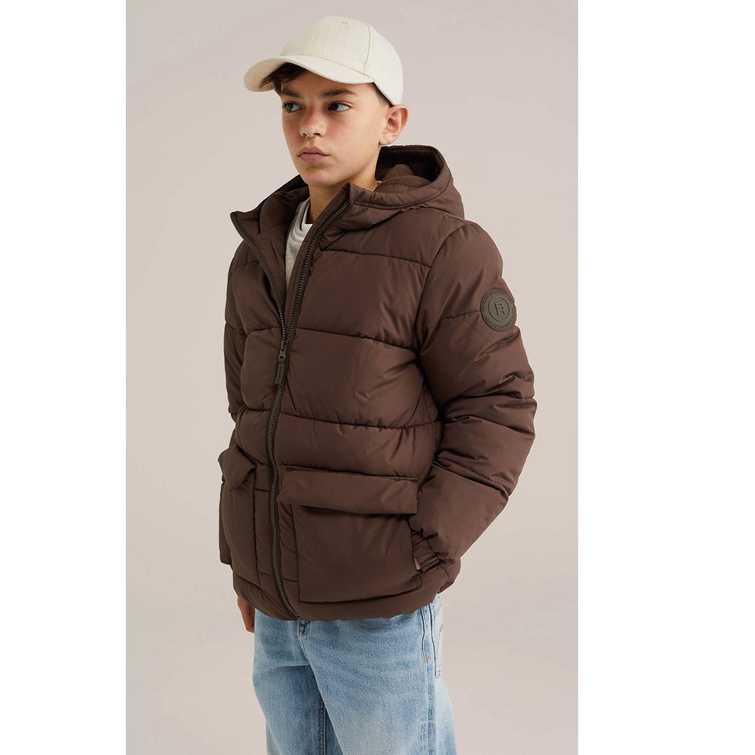 WE Fashion Blue Ridge gewatteerde jas bruin