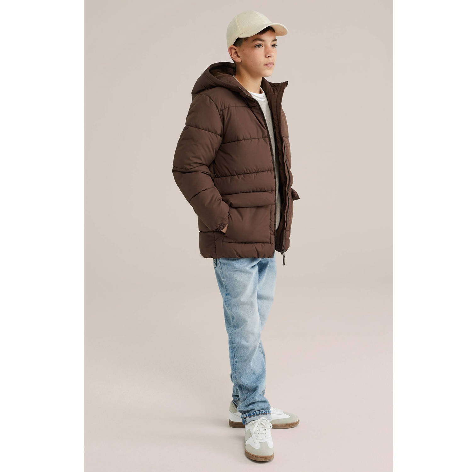 WE Fashion Blue Ridge gewatteerde jas bruin