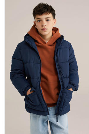 gewatteerde jas donkerblauw