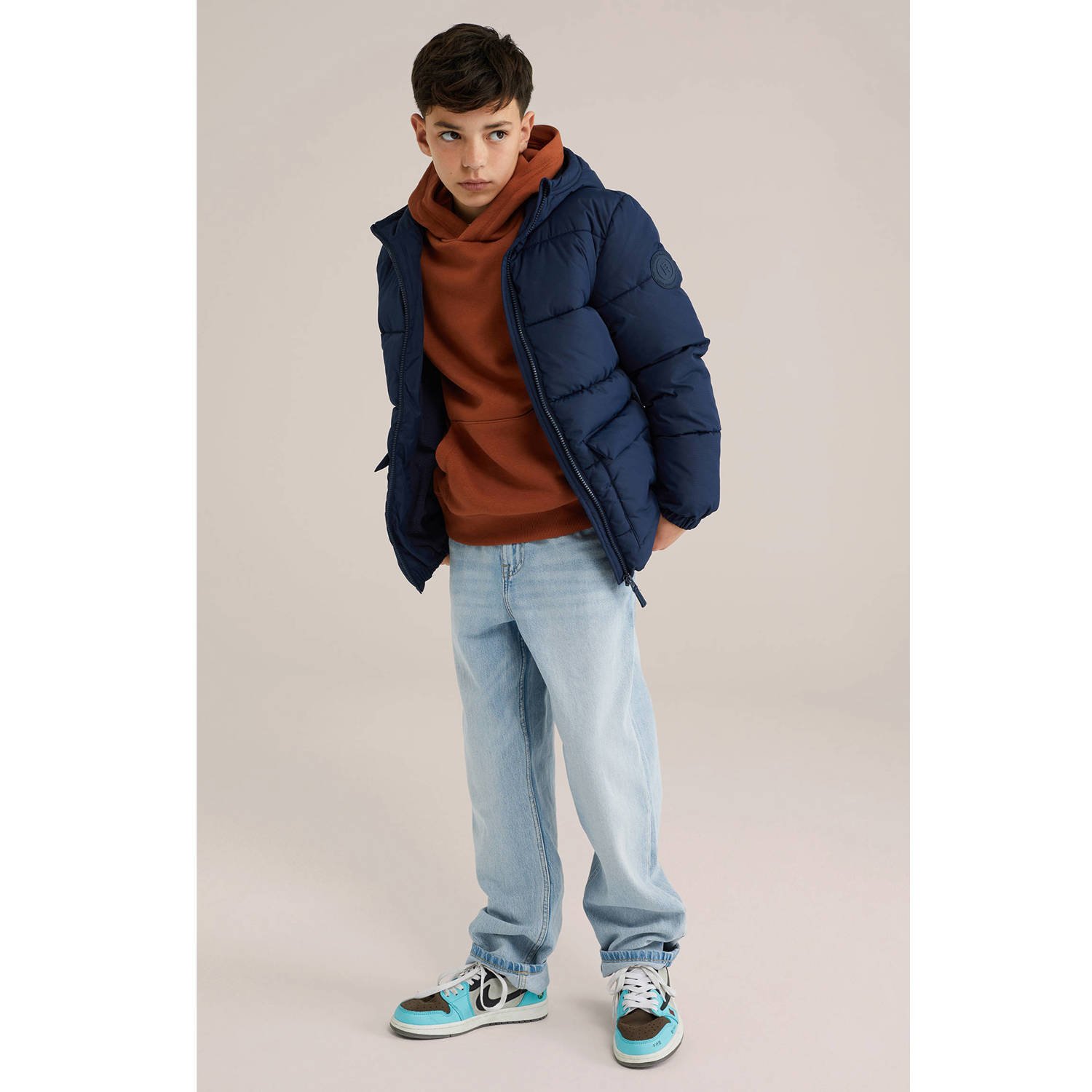 WE Fashion Blue Ridge gewatteerde jas donkerblauw