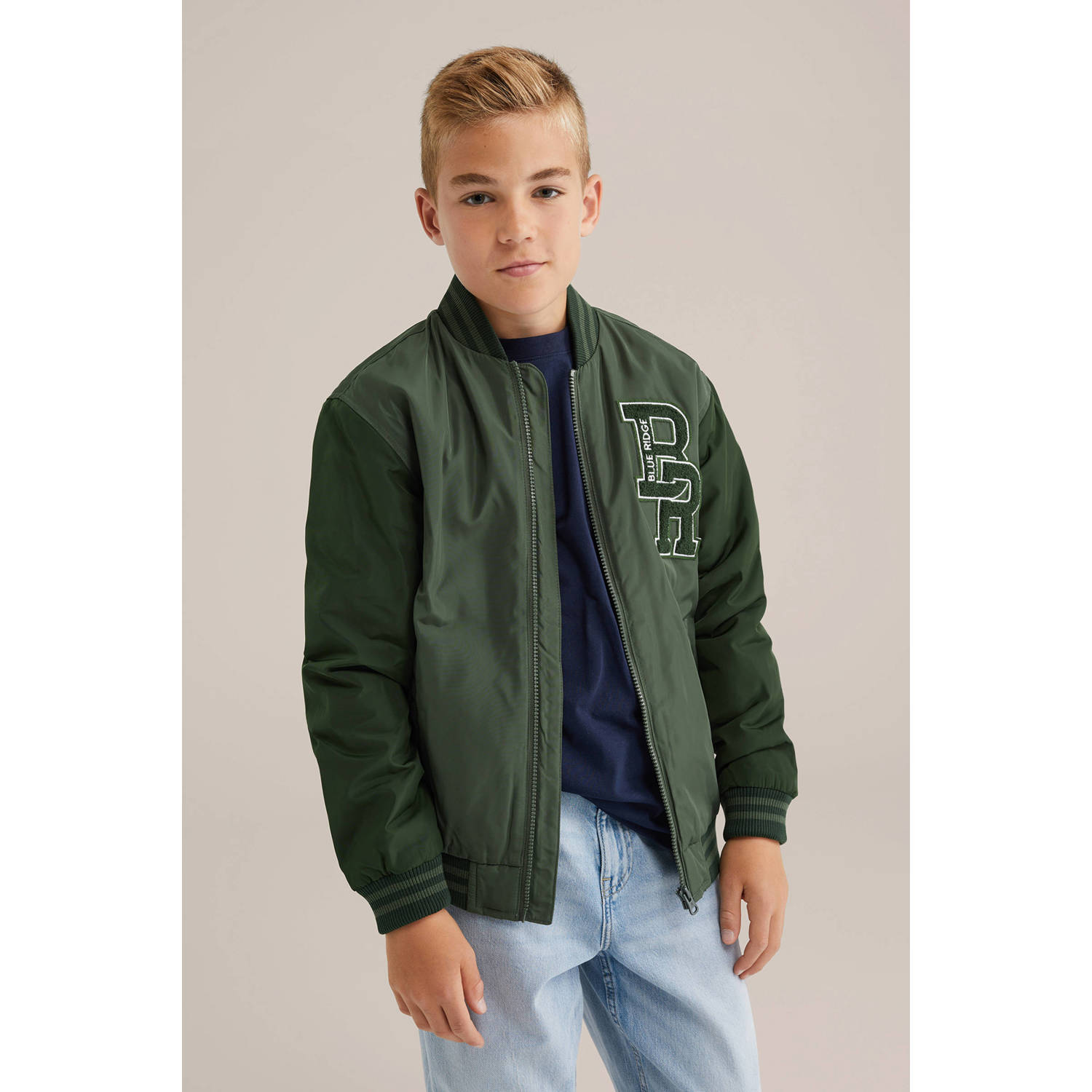 WE Fashion Blue Ridge bomberjack donkergroen