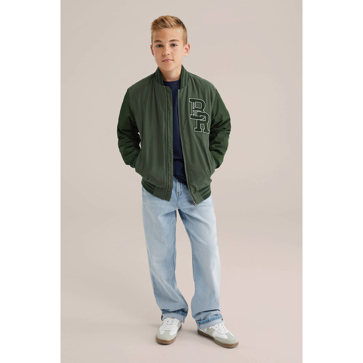 WE Fashion Blue Ridge bomberjack donkergroen